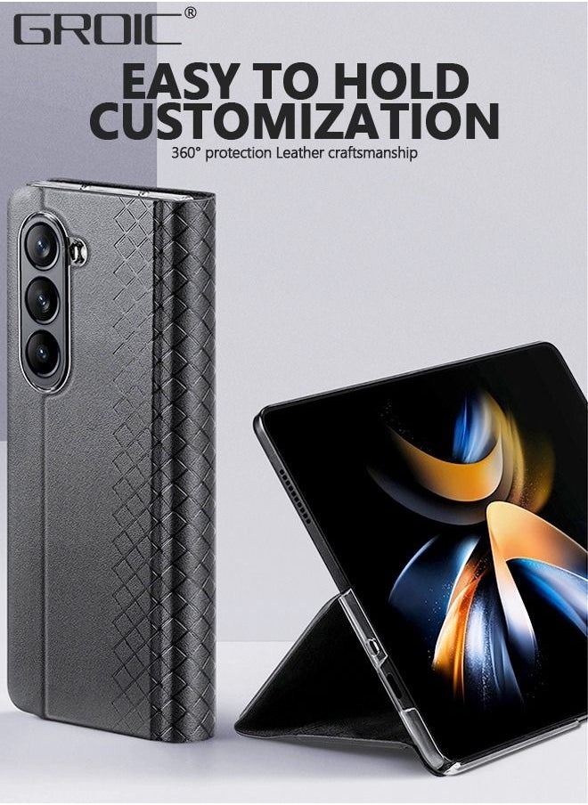 GROIC Case for Samsung Galaxy Z Fold 5 5G Wallet Case, PU Leather Flip Shockproof Folio Phone Cover with Card Slots RFID Blocking Kickstand Phone Cover 7.6 Inch for Galaxy Z Fold5 5G (2023)-Black  - Image 2