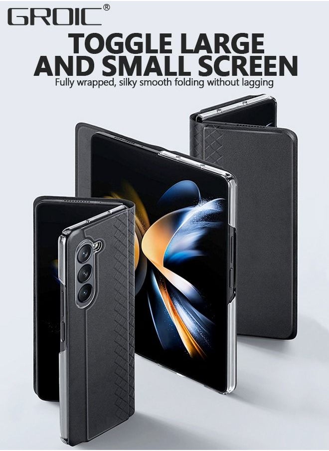 GROIC Case for Samsung Galaxy Z Fold 5 5G Wallet Case, PU Leather Flip Shockproof Folio Phone Cover with Card Slots RFID Blocking Kickstand Phone Cover 7.6 Inch for Galaxy Z Fold5 5G (2023)-Black  - Image 4