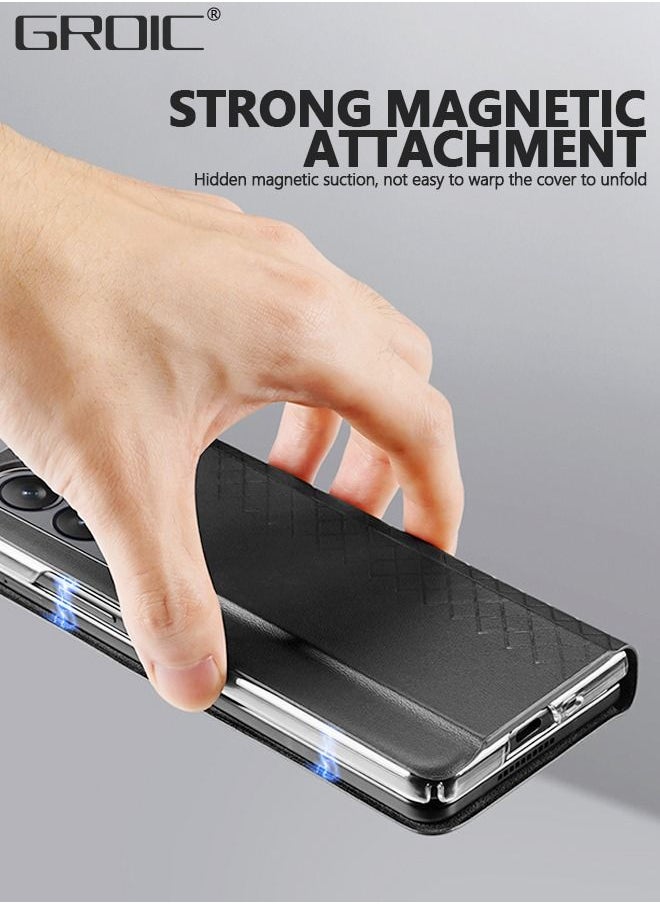 GROIC Case for Samsung Galaxy Z Fold 5 5G Wallet Case, PU Leather Flip Shockproof Folio Phone Cover with Card Slots RFID Blocking Kickstand Phone Cover 7.6 Inch for Galaxy Z Fold5 5G (2023)-Black  - Image 5