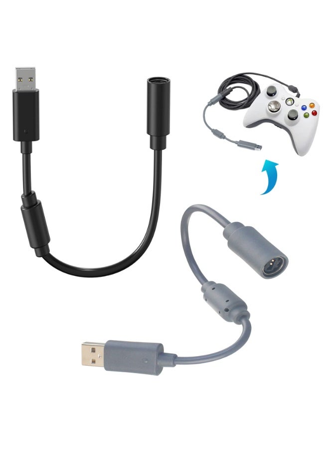 هيدفانا 2 قطعة محول سلك تمديد كابل USB منفصل للكمبيوتر الشخصي متوافق مع لوحة التحكم السلكية لوحدة التحكم السلكية Xbox 360، أسود ورمادي غامق. - Image 1