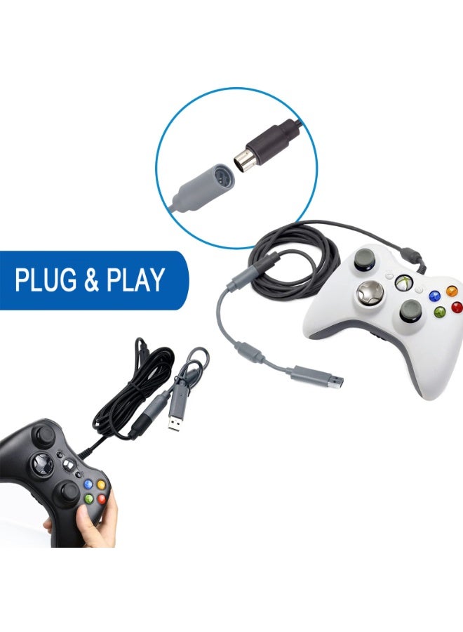 هيدفانا 2 قطعة محول سلك تمديد كابل USB منفصل للكمبيوتر الشخصي متوافق مع لوحة التحكم السلكية لوحدة التحكم السلكية Xbox 360، أسود ورمادي غامق. - Image 4