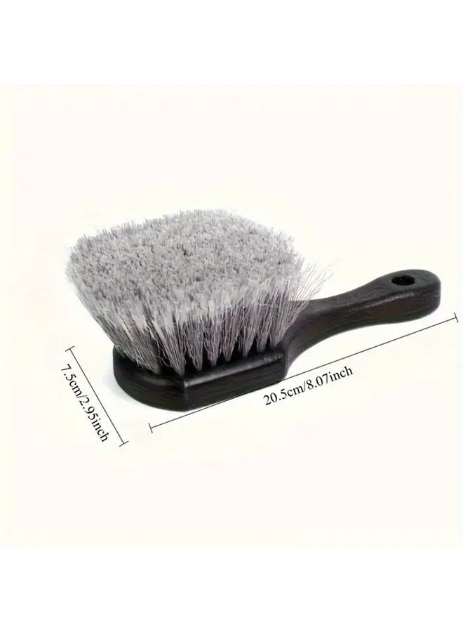 Heavy Duty Tire Wheel Brush Black Soft Bristles Ergonomic Handle For Car Truck - Image 4