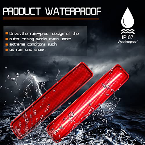 Tonsya Compatible With 2002 2003 2004 2005 2006 2007 2008 2009 2010 Mercury Mountaineer Fender Rear Bumper side Marker Lights Red Lens Red Led Lamps OEM 5L9Z-15A201-CA & 5L9Z-15A201-DA - Image 4