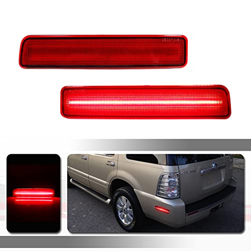 Tonsya Compatible With 2002 2003 2004 2005 2006 2007 2008 2009 2010 Mercury Mountaineer Fender Rear Bumper side Marker Lights Red Lens Red Led Lamps OEM 5L9Z-15A201-CA & 5L9Z-15A201-DA - Image 1