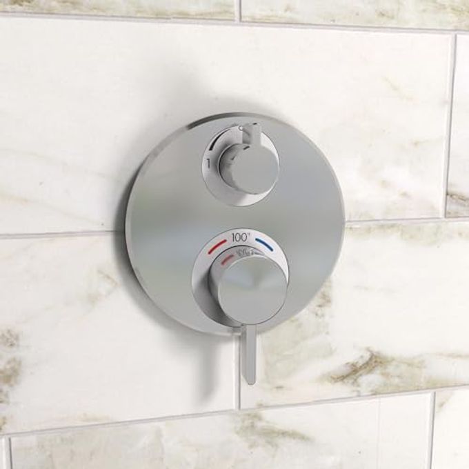 Hansgrohe Ecostat S Modern Minimalist Volume And Auto Temperature Control 2-Handle Thermostatic Shower Valve Trim In Chrome, 15757001 - Image 2