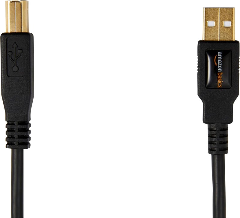 USB-A to USB-B 2.0 Cable for Printer or External Hard Drive, Gold-Plated Connectors, 1.8 meters, Black - Image 3