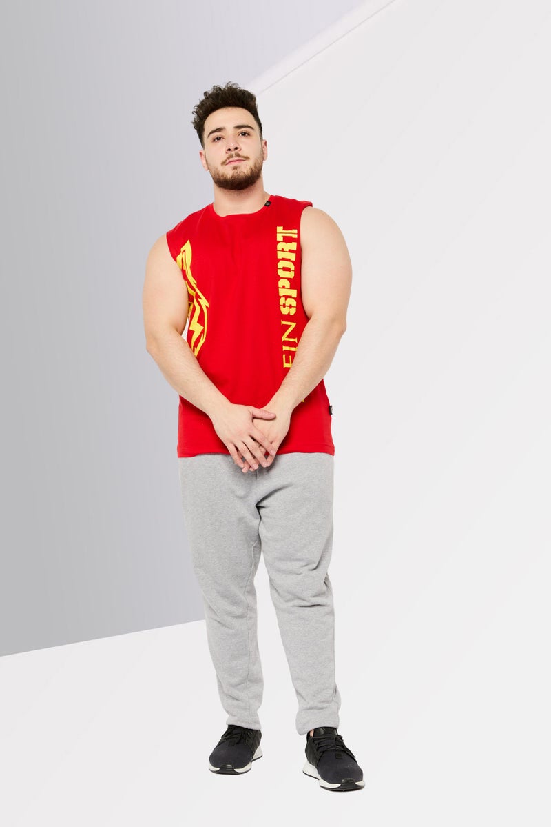 Plein Sport Men Sportswear Fit Sleeveless Training Vest, Red - Image 2