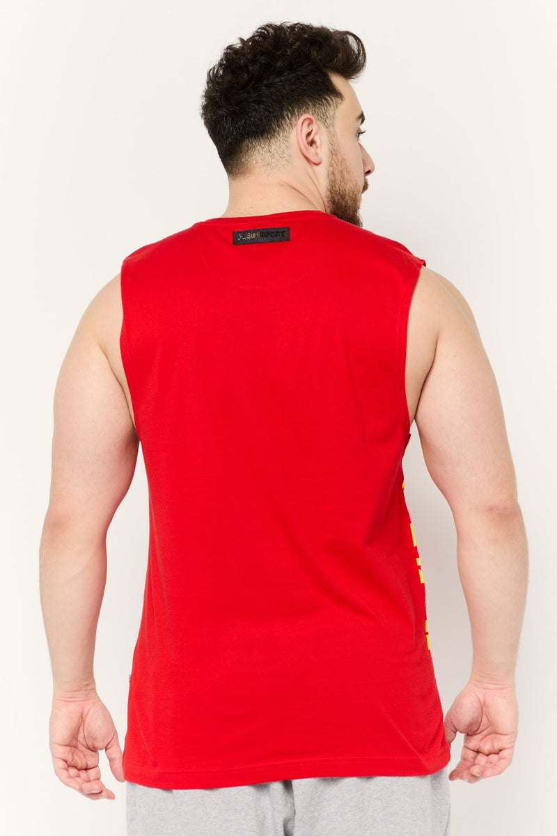 Plein Sport Men Sportswear Fit Sleeveless Training Vest, Red - Image 4