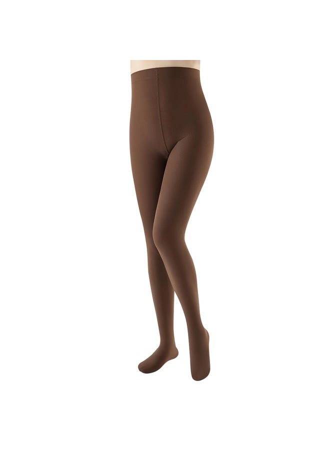 JOYNÉE Women's 80D Soft Opaque Tights Solid Color Pantyhose High Waist Footed Pantyhose, Coffee, L-XL - Image 1