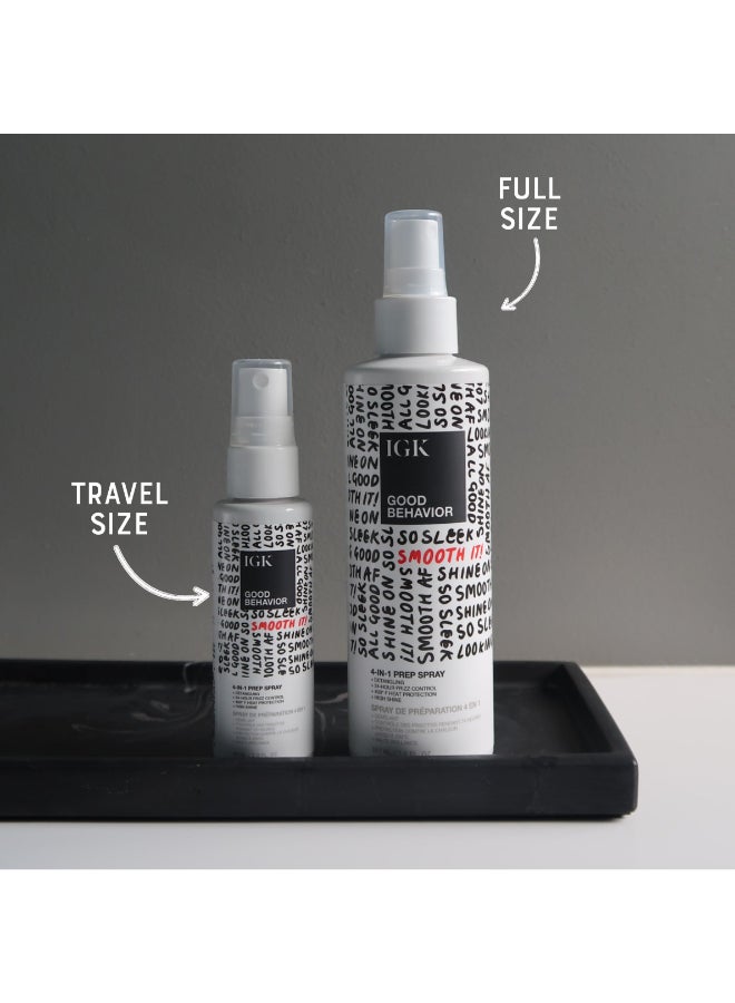 IGK GOOD BEHAVIOR 4in1 Prep Spray Full Travel Size Gently Detangles Controls Frizz for 24 Hours Heat Protection Shine Weightless Formula for Smooth Hair - Image 4