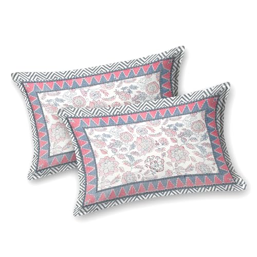 DE CAMA Since 1997 | 100% Cotton 300 TC Premium King Size Bedsheet for Double Bed (90 x 108 Inch) with 2 Pillow Covers Set (17 x 27 Inch) Hand Block Printed Bedsheet Set - Floral Pattern - Image 4