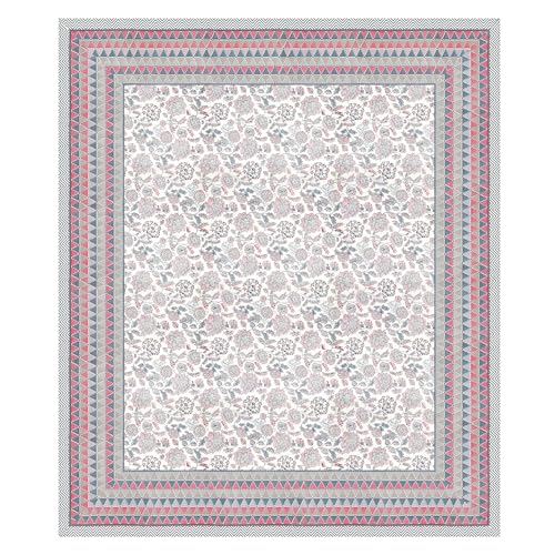 DE CAMA Since 1997 | 100% Cotton 300 TC Premium King Size Bedsheet for Double Bed (90 x 108 Inch) with 2 Pillow Covers Set (17 x 27 Inch) Hand Block Printed Bedsheet Set - Floral Pattern - Image 5
