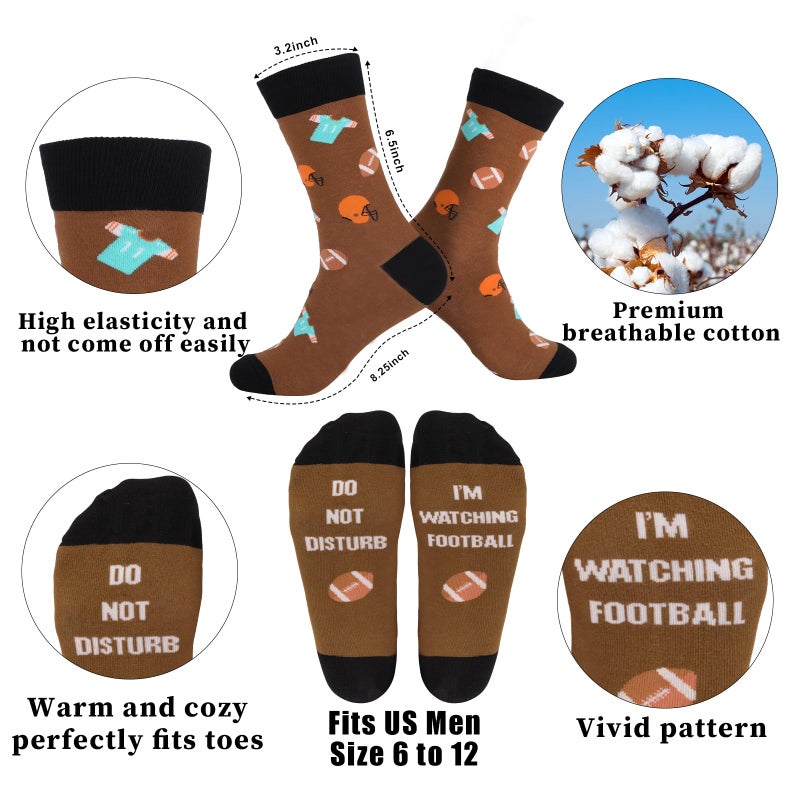 GOAUS Football Pillow Cover 18x18 inch and Funny Socks  Super Bowl Party Decorations  Valentines Day Gifts for Teen Boys Men Him - Image 4