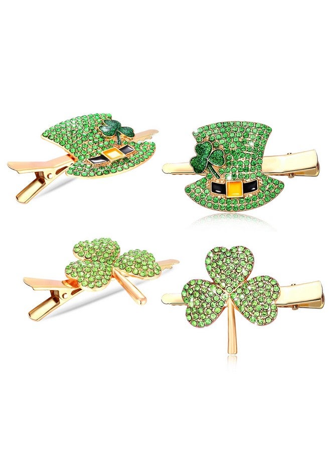 BVGA St. Patrick’S Day Hair Clips Accessories Festival Rhinestone Shamrock Hair Clips For Women Girls Green Irish Lucky Clove Leprechaun Top Hat Charm Hairpins St.Patricks Day Jewelry Party Favor Costume - Image 1