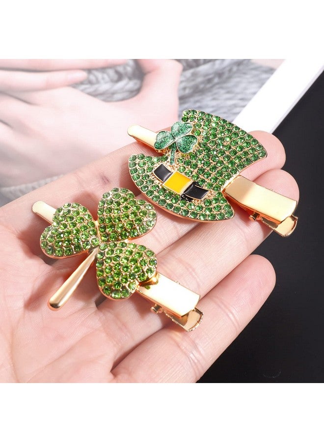 BVGA St. Patrick’S Day Hair Clips Accessories Festival Rhinestone Shamrock Hair Clips For Women Girls Green Irish Lucky Clove Leprechaun Top Hat Charm Hairpins St.Patricks Day Jewelry Party Favor Costume - Image 4