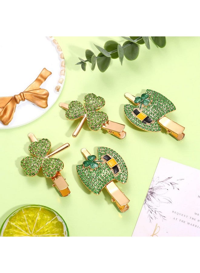 BVGA St. Patrick’S Day Hair Clips Accessories Festival Rhinestone Shamrock Hair Clips For Women Girls Green Irish Lucky Clove Leprechaun Top Hat Charm Hairpins St.Patricks Day Jewelry Party Favor Costume - Image 3