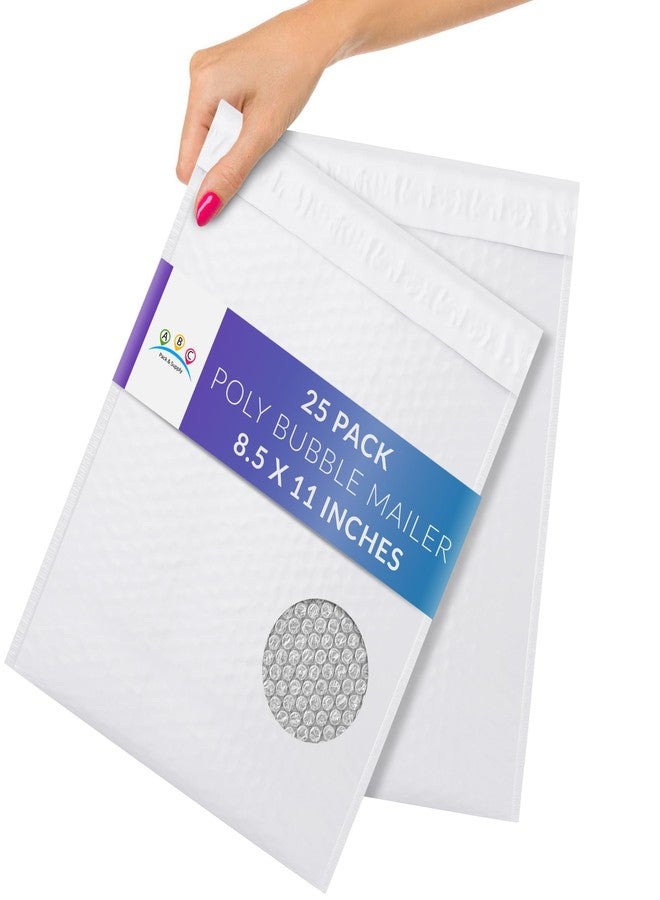 ABC PACK & SUPPLY Poly Bubble Mailers, 8.5 x 11 Inch. Pack of 25 White Padded Envelopes Self Seal. Tear-Proof Gift Bubble Envelopes. Waterproof Packaging for Small Business. Cushioning Book Mailers - Image 1