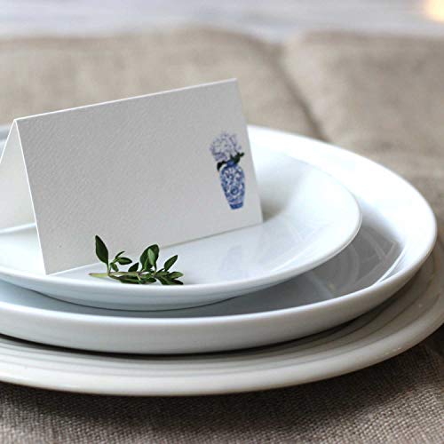 Nancy Nikko Place Cards with Blue and White Ginger jar with White Flowers, Table Tent Style, Scored for Easy Folding. Available in Pkgs of 12/25 / 50 (50) - Image 2