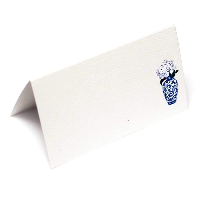 Nancy Nikko Place Cards with Blue and White Ginger jar with White Flowers, Table Tent Style, Scored for Easy Folding. Available in Pkgs of 12/25 / 50 (50) - Image 3