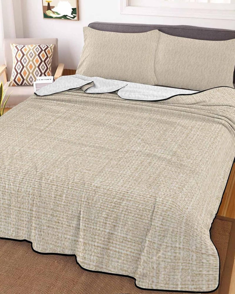 Quilts Twin XL Size Bedding Set, Vintage Cream Lightweight Quilted Comforter, Farmhouse Retro Beige Solid Color Soft Reversible Bedspread Coverlet with Pillow Covers for All Season, 68" x 98" - Image 2