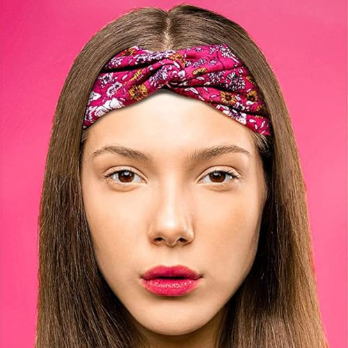 Hodaqe Headbands for Women Bohemian Head Bands Premium Stretchy Hair Accessories,Wear for Yoga, Fashion, Working Out, Travel or Running (Blue+Red,2 Pcs) (Blue+Red, Uniform size) - Image 2