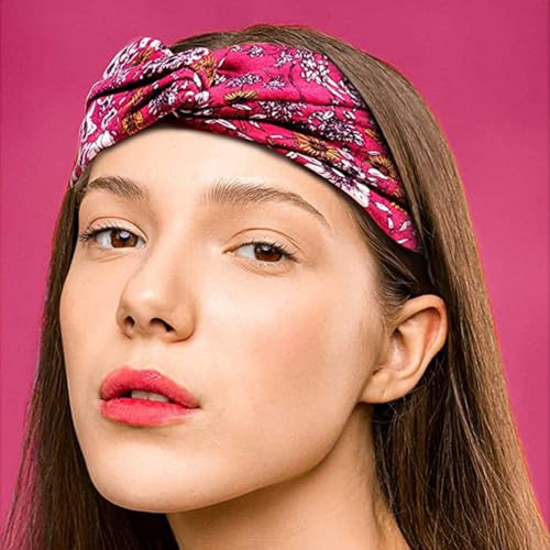 Hodaqe Headbands for Women Bohemian Head Bands Premium Stretchy Hair Accessories,Wear for Yoga, Fashion, Working Out, Travel or Running (Blue+Red,2 Pcs) (Blue+Red, Uniform size) - Image 3