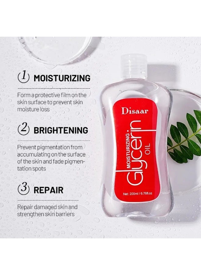 Disaar زيت الجلسرين المرطب 200 مل مرطب مرطب للبشرة الناعمة يتغلغل بسرعة يصلح جفاف الوجه زيت الجلسرين سيروم الجلسرين النقي زيت الوجه الجلسرين - Image 3