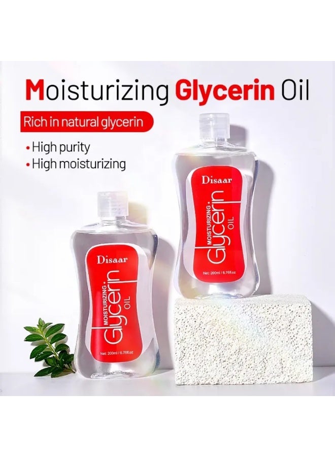 Disaar زيت الجلسرين المرطب 200 مل مرطب مرطب للبشرة الناعمة يتغلغل بسرعة يصلح جفاف الوجه زيت الجلسرين سيروم الجلسرين النقي زيت الوجه الجلسرين - Image 2