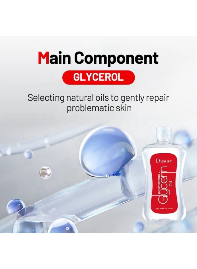 Disaar زيت الجلسرين المرطب 200 مل مرطب مرطب للبشرة الناعمة يتغلغل بسرعة يصلح جفاف الوجه زيت الجلسرين سيروم الجلسرين النقي زيت الوجه الجلسرين - Image 4