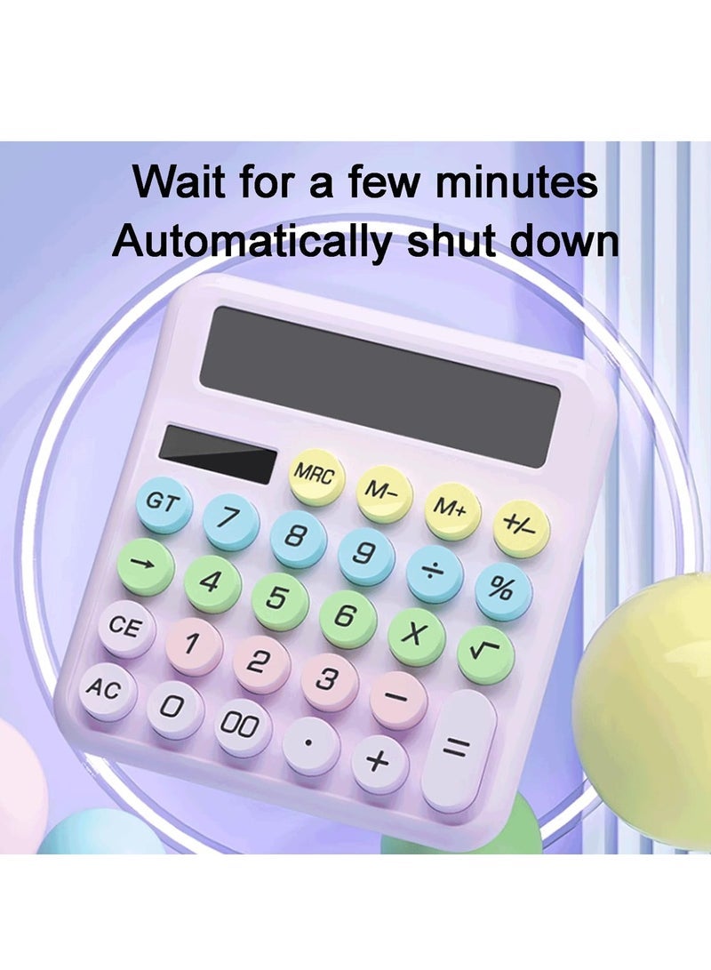 Colorful Calculator With Portable Keyboard Multifunctional Practical 12 Digit Solar Cell for Home and Classroom Office Supplies Electronics - Image 3