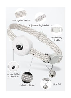 Y&D AirTag Cat Collar, Reflective Kitten Collar Breakaway Air Tag with Holder and Bell, Lightweight Collars for Girl Boy Cats Kittens Puppies (White)  - Image 2