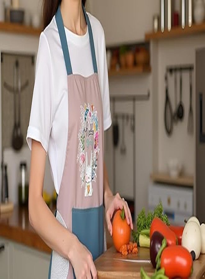 VARENYYA Waterproof Kitchen Apron for Women with Big Front Pocket Hand-Wiping Towel | Comfortable Wear-Resistant Chef Apron for Cooking | One Size Pack of 1 (PINK) - Image 4