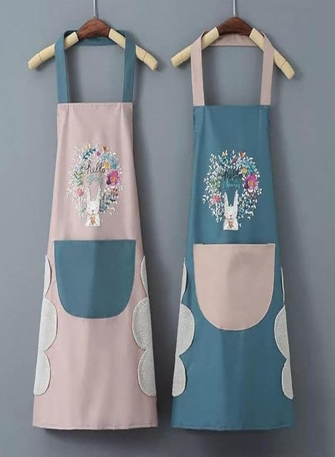 VARENYYA Waterproof Kitchen Apron for Women with Big Front Pocket Hand-Wiping Towel | Comfortable Wear-Resistant Chef Apron for Cooking | One Size Pack of 1 (PINK) - Image 1