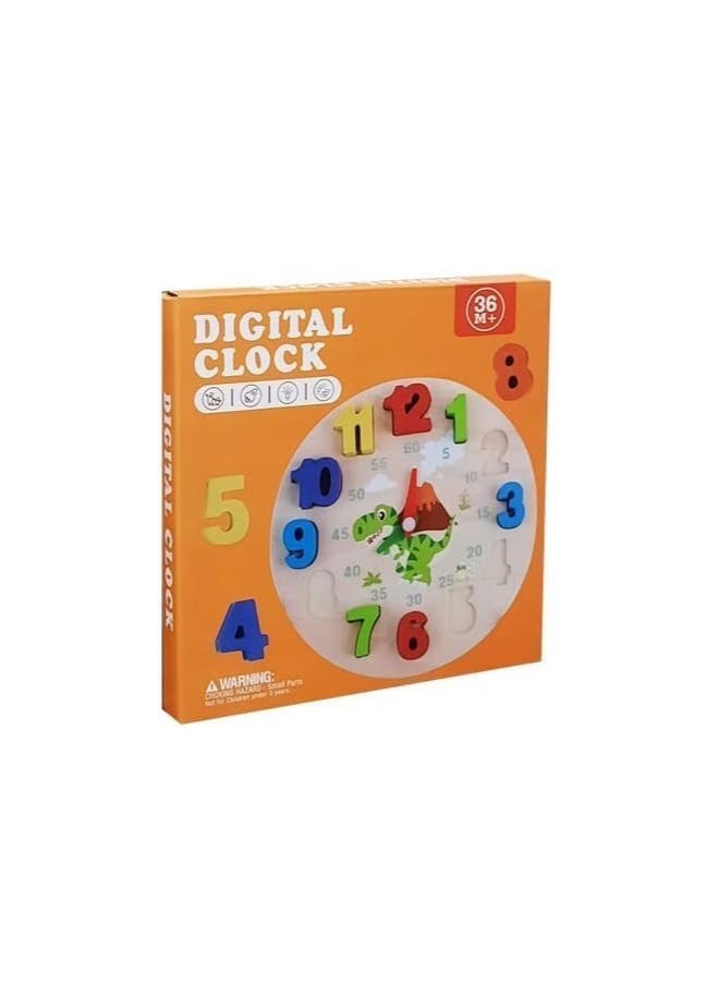 Baybee Wooden Teaching Clock Learning Time Kids Toys, Wooden Clock Toy Digital Numbers Color Shape Sorting Block, Preschool Learning Educational Baby Toys Block for Kids 3+ Years Boys Girls  - Image 1
