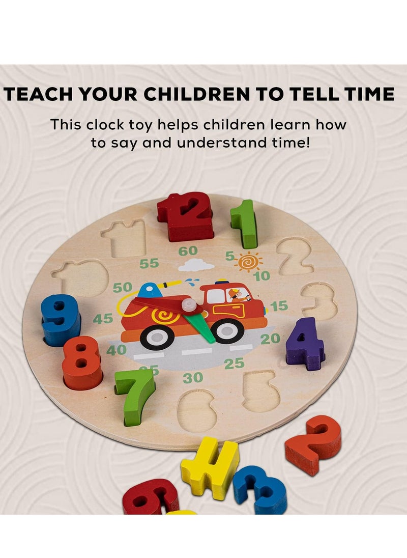 Baybee Wooden Teaching Clock Learning Time Kids Toys, Wooden Clock Toy Digital Numbers Color Shape Sorting Block, Preschool Learning Educational Baby Toys Block for Kids 3+ Years Boys Girls  - Image 3