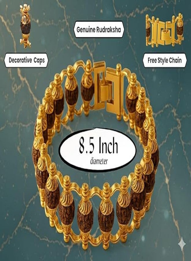 GEMTUB Original 5 Mukhi Golden Rudraksha Bracelet for Men & Women 6mm Natural Rudraksha Beads Unisex Hand Bracelet for Meditation Prayer Healing Spiritual Wellness With Lab Certificate - Image 5