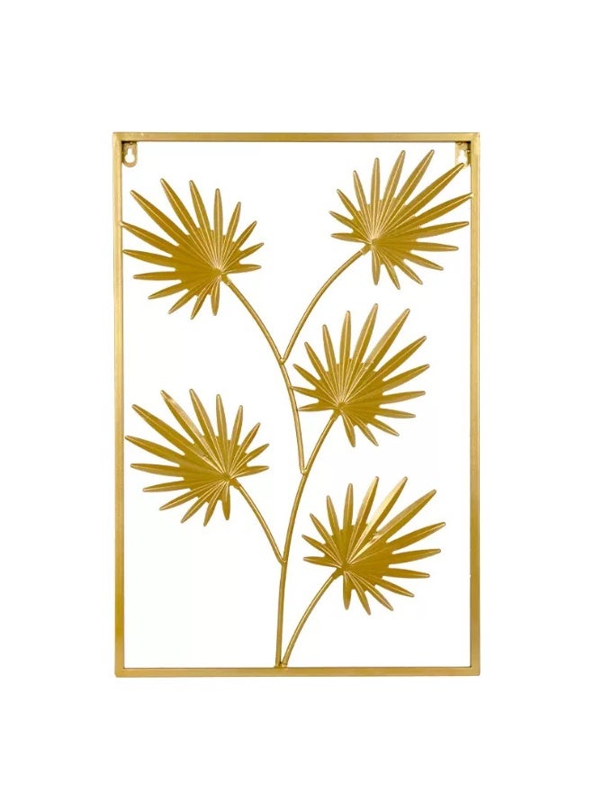 Mordely Elegant Gold Iron Wall Decor with Palm Leaf Design - 40x60cm Modern Metal Wall Hanging for Home Decor - Image 1