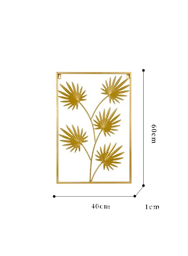Mordely Elegant Gold Iron Wall Decor with Palm Leaf Design - 40x60cm Modern Metal Wall Hanging for Home Decor - Image 2