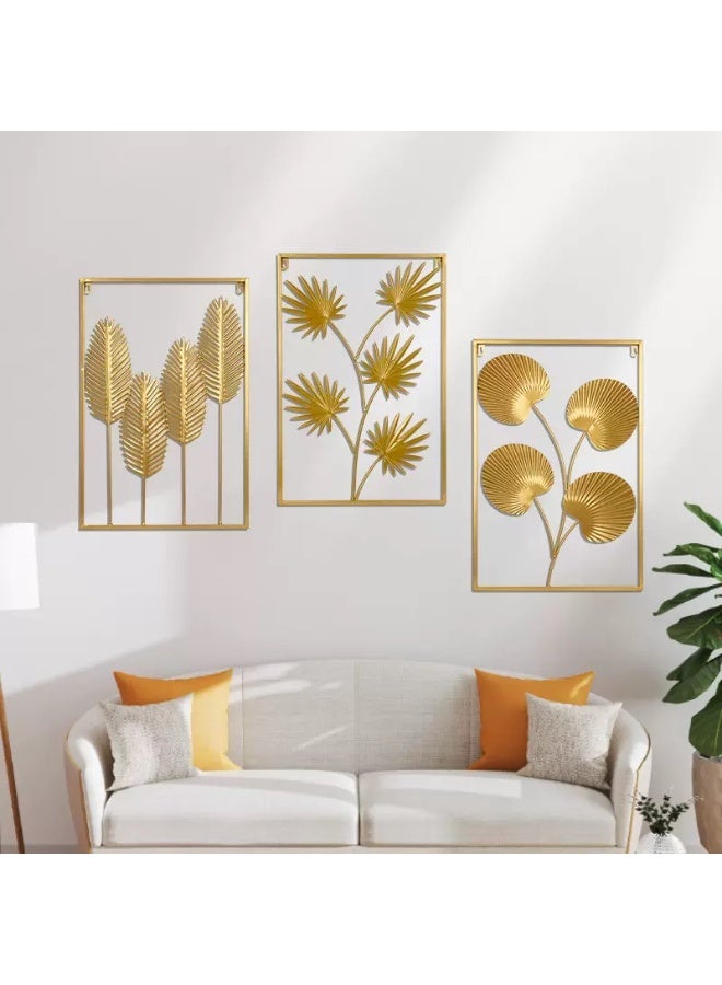 Mordely Elegant Gold Iron Wall Decor with Palm Leaf Design - 40x60cm Modern Metal Wall Hanging for Home Decor - Image 3