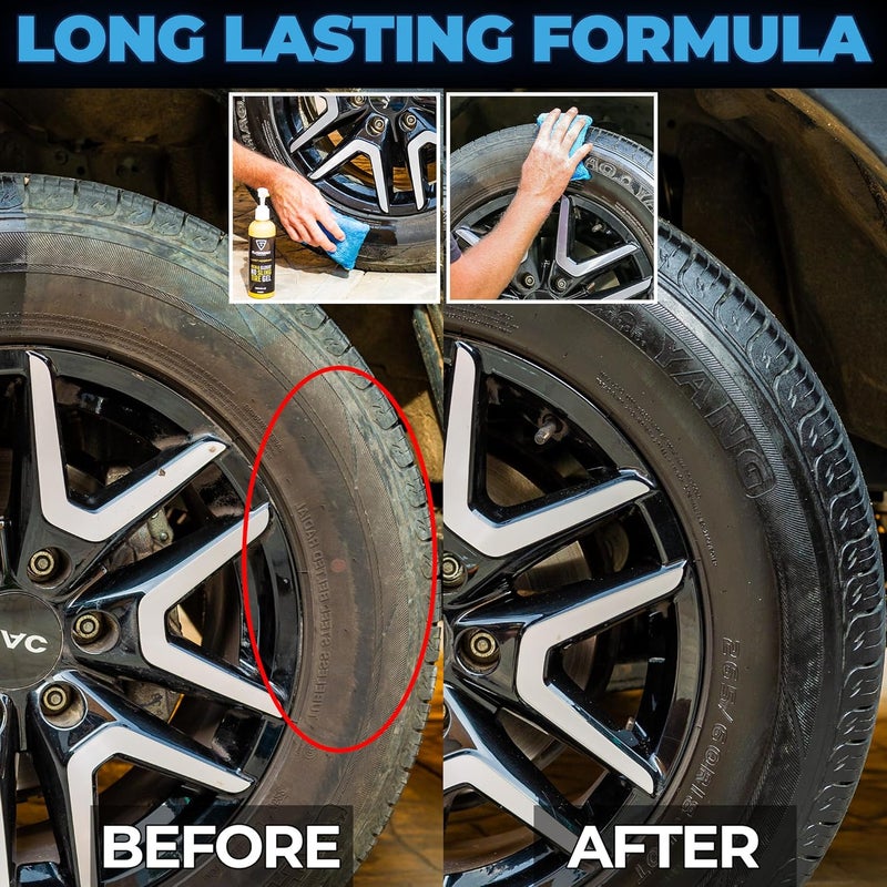 Flowgenix Last Hoorah Tire Shine Gel - Rich & Glossy No Sling Tire Gel (8 oz.) - Includes 2 Professional Detailing Premium Microfiber Towels - Image 5