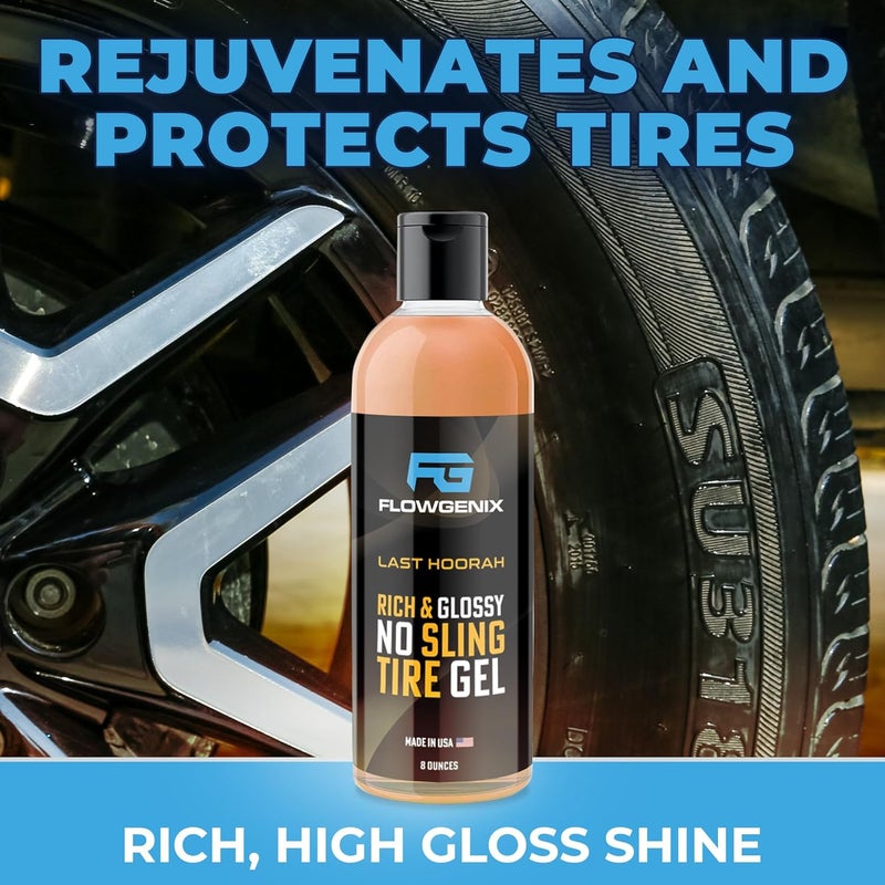 Flowgenix Last Hoorah Tire Shine Gel - Rich & Glossy No Sling Tire Gel (8 oz.) - Includes 2 Professional Detailing Premium Microfiber Towels - Image 2