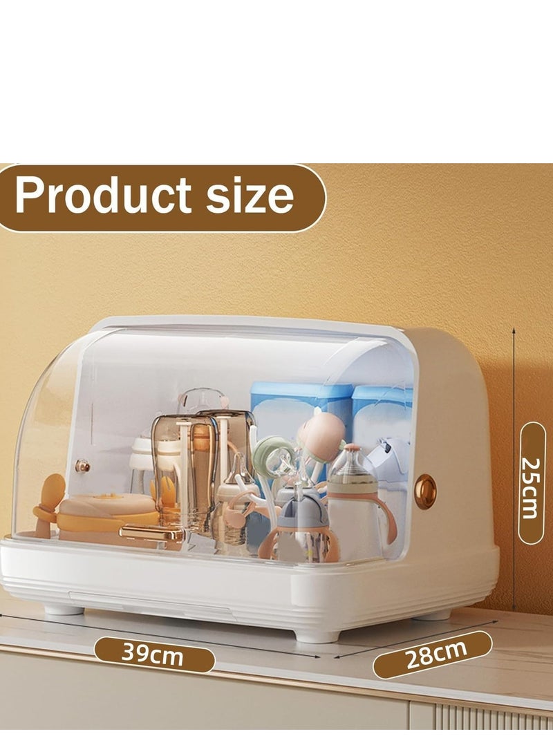TRASSLE Baby Bottle Drying Rack with Lid, Vertical Baby Bottle Storage, 39x28x25cm Large Baby Bottle Storage, Dustproof Bottle Rack Dryer for Kitchen Cabinet, Baby Bottle Organizer - Image 2