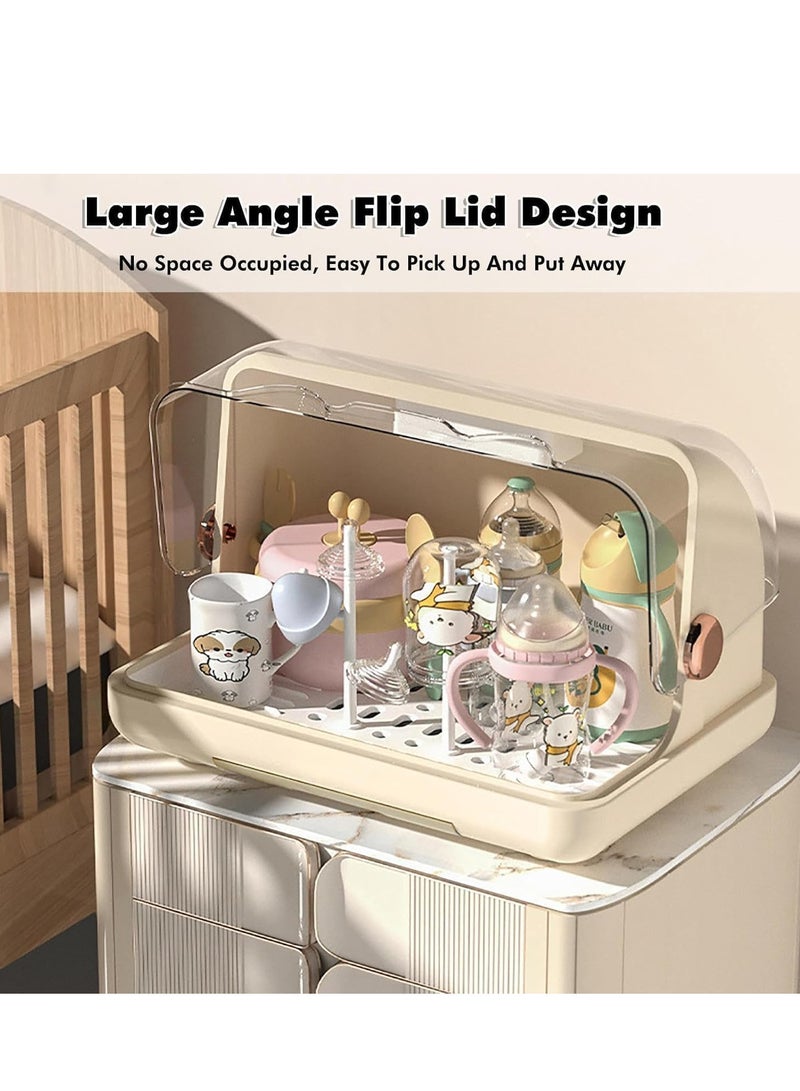 TRASSLE Baby Bottle Drying Rack with Lid, Vertical Baby Bottle Storage, 39x28x25cm Large Baby Bottle Storage, Dustproof Bottle Rack Dryer for Kitchen Cabinet, Baby Bottle Organizer - Image 4