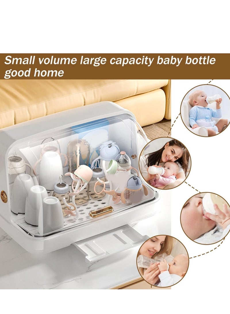 TRASSLE Baby Bottle Drying Rack with Lid, Vertical Baby Bottle Storage, 39x28x25cm Large Baby Bottle Storage, Dustproof Bottle Rack Dryer for Kitchen Cabinet, Baby Bottle Organizer - Image 3