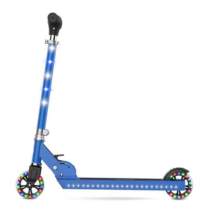 Jetson Scooters - Jupiter Kick Scooter (Blue) - Collapsible Portable Kids Push Scooter - Lightweight Folding Design with High Visibility RGB Light Up LEDs on Stem, Wheels, and Deck - Image 2