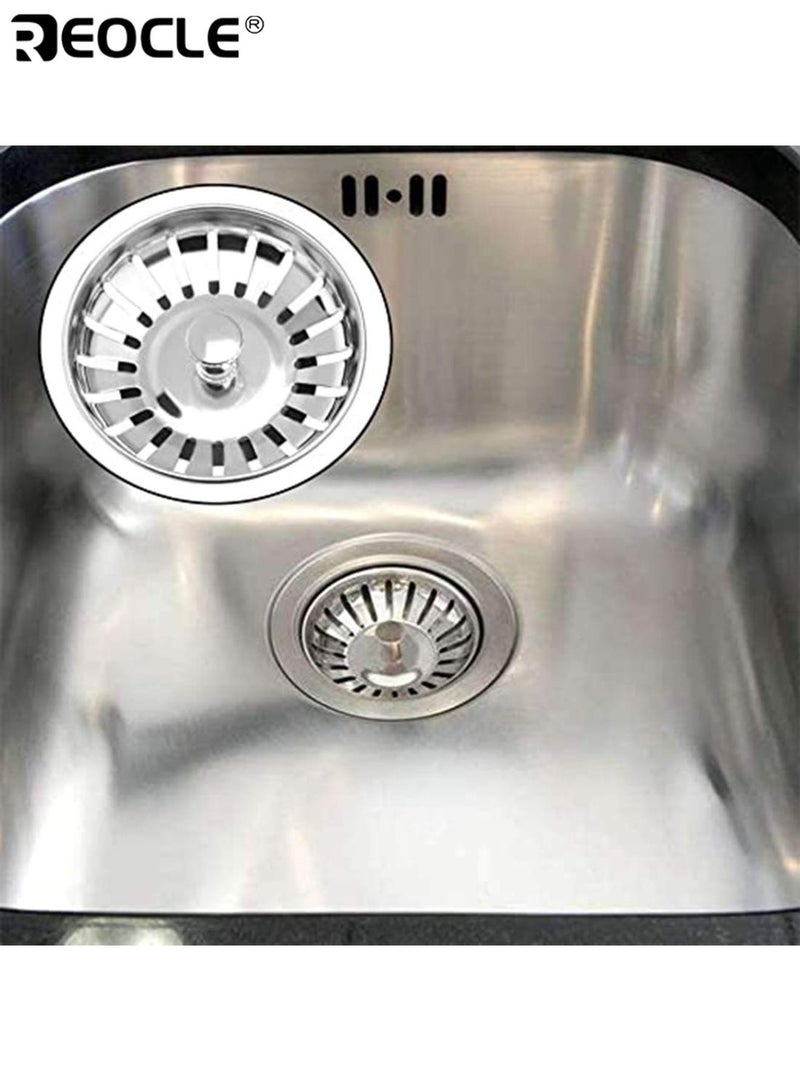 ريوكل 4 قطع بالوعة مصفاة الفولاذ المقاوم للصدأ بالوعة المطبخ سلة مصفاة استبدال النفايات التوصيل حوض بالوعة مرشح سدادة للاستخدام في المطبخ والحمام - Image 3