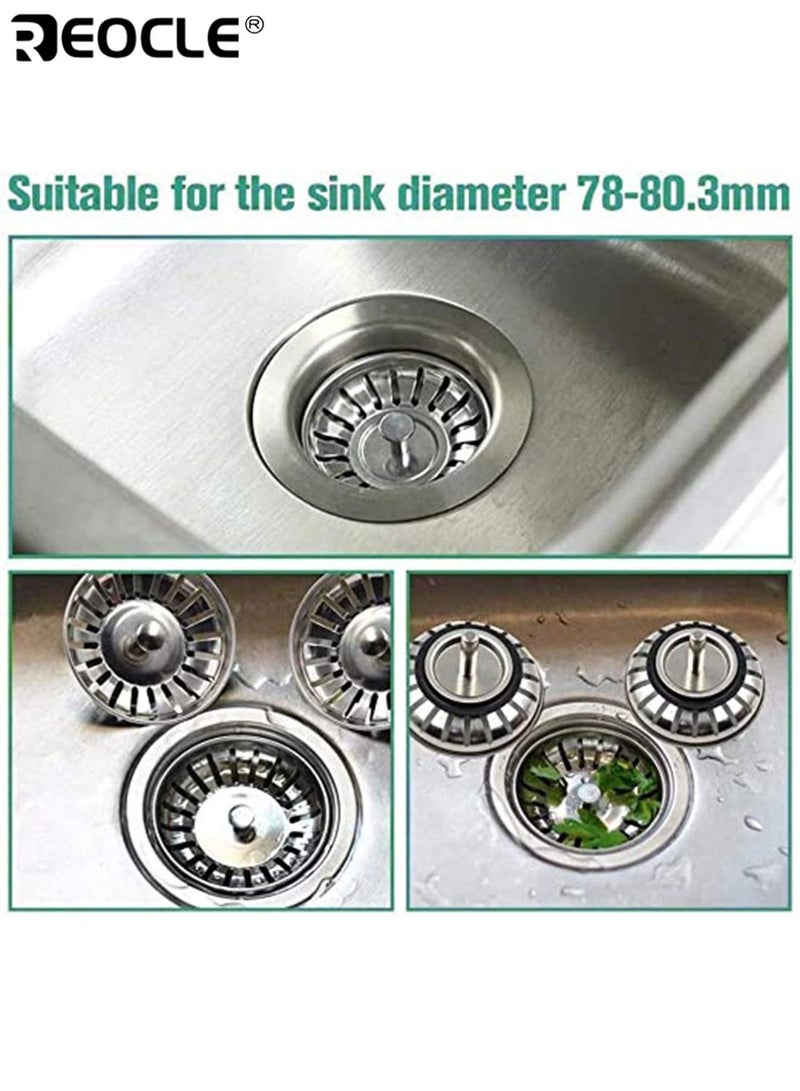 ريوكل 4 قطع بالوعة مصفاة الفولاذ المقاوم للصدأ بالوعة المطبخ سلة مصفاة استبدال النفايات التوصيل حوض بالوعة مرشح سدادة للاستخدام في المطبخ والحمام - Image 4