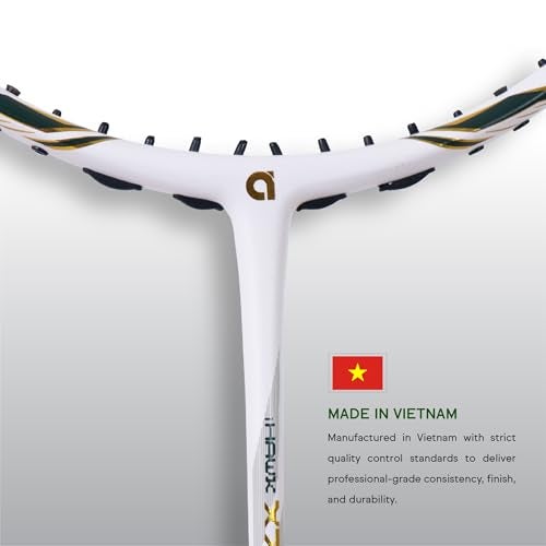 Apacs iHawk X70 (Unstrung) Full Graphite Ultra Strong Carbon Fibre (75-79g) | 35 LBS Max Tension | 3D Power Frame | Made in Vietnam Badminton Racket with Full Cover (White) (All Rounder) - Image 4