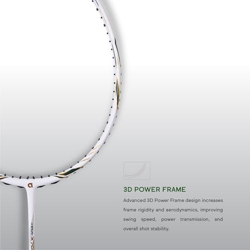 Apacs iHawk X70 (Unstrung) Full Graphite Ultra Strong Carbon Fibre (75-79g) | 35 LBS Max Tension | 3D Power Frame | Made in Vietnam Badminton Racket with Full Cover (White) (All Rounder) - Image 2