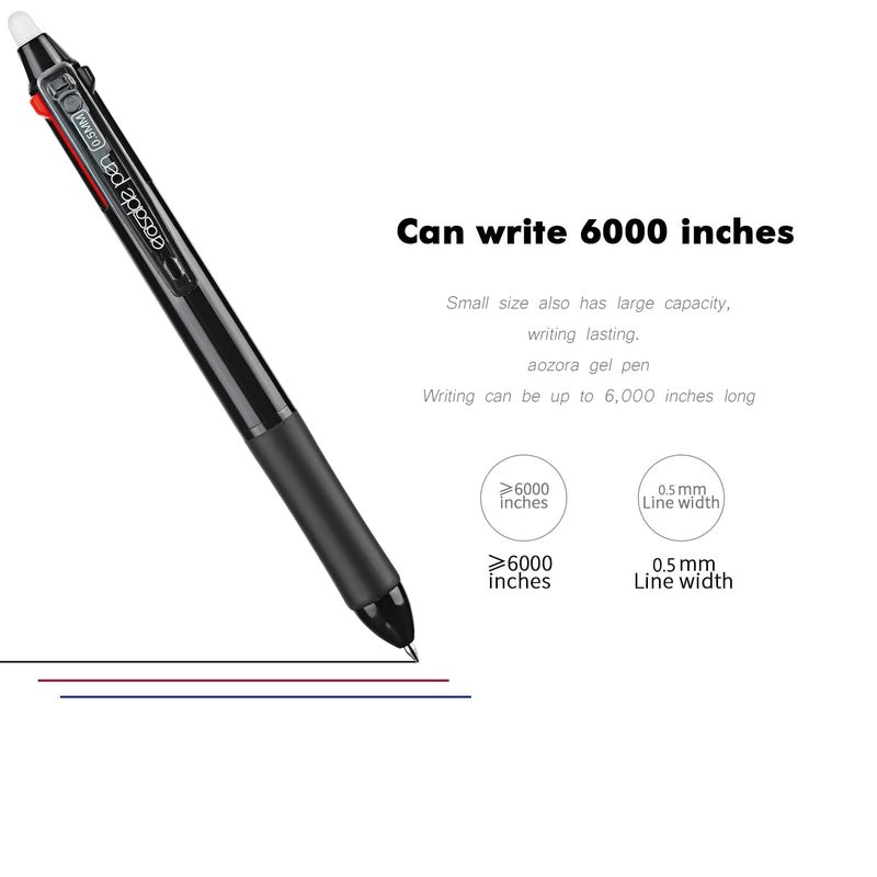 あおぞら(AOZORA) Aozora Erasable Pens Multicolor Fine Point 0.5mm 3color Click Pen in One Retractable Multi Color Erasable Gel Pens for Completing Sudoku and Crossword Puzzles 6 Pack - Image 4
